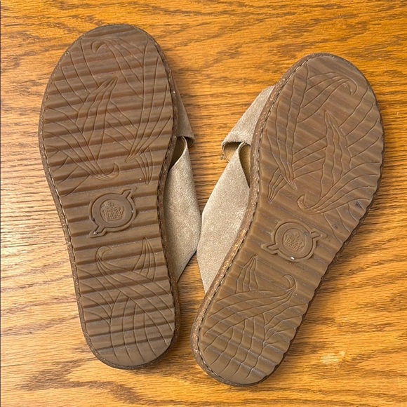 Tan Suede Slide Sandals with Buckle - Picture 4 of 4